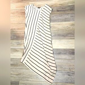 For Cynthia Striped Asymmetrical Linen Blend Maxi Dress Size Medium